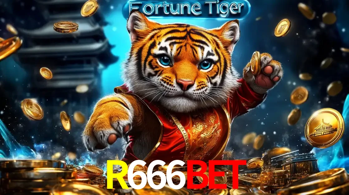 Imagem promocional do jogo de slot Fortune Tiger, com um tigre majestoso em traje tradicional cercado por uma fortuna em moedas de ouro, disponível agora no cassino R666BET.