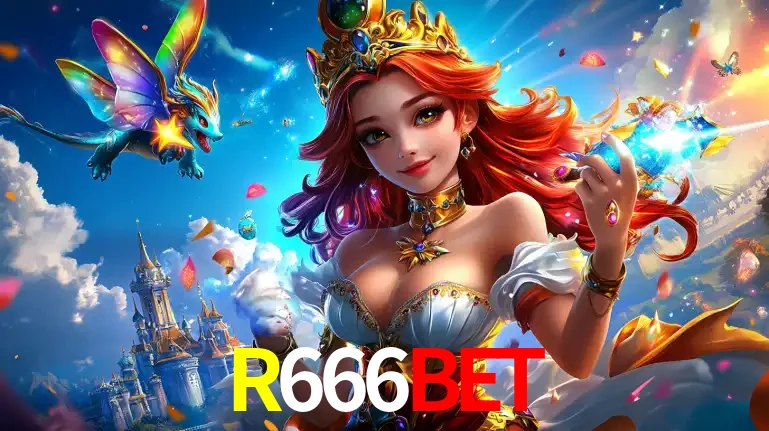 A princesa de um reino de fantasia mágico, com seu pequeno dragão, apresentando um mundo de prêmios encantados nos jogos de caça-níqueis do cassino R666BET.